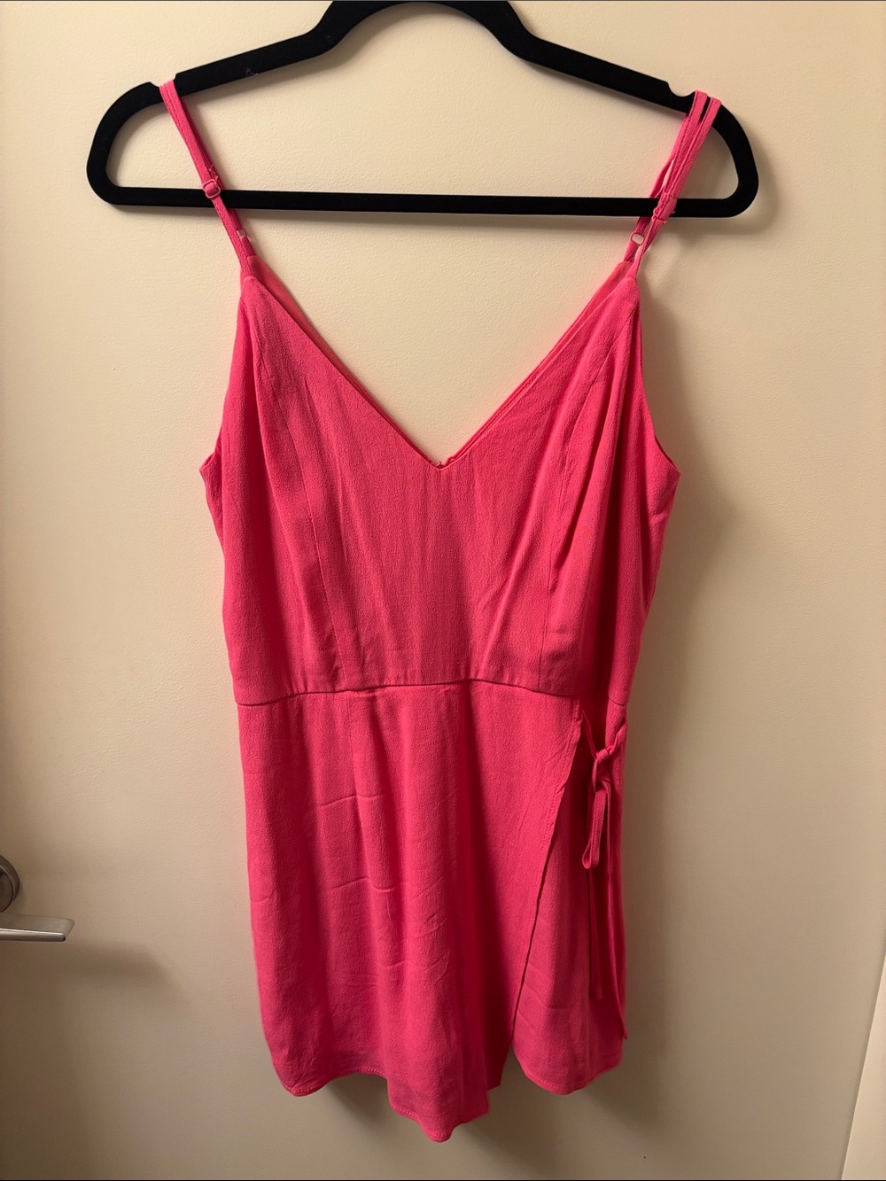 superdown Hot Pink V-Neck Spaghetti Strap Skort romper